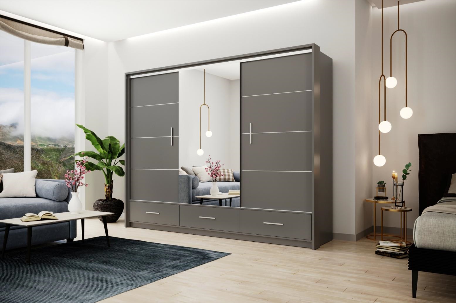 Schwebetürenschrank Marseille 250 Graphit matt