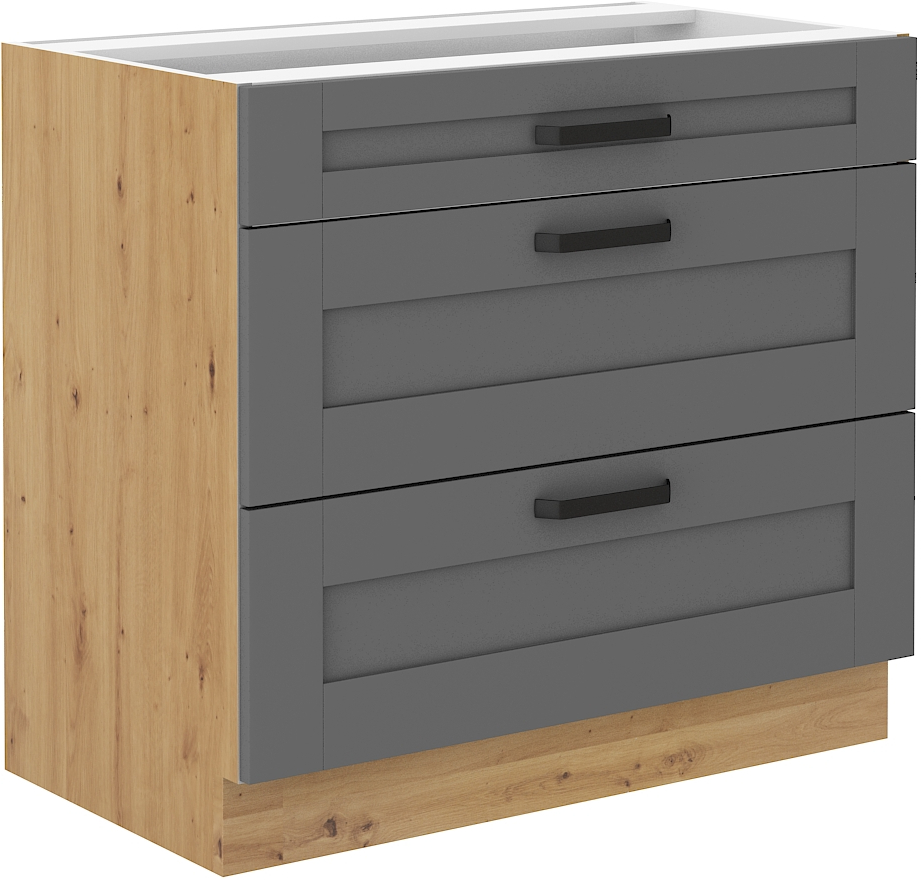 Unterschrank 80 cm mit Schubladen LUNA DUST Grau / Artisan GR/AR
