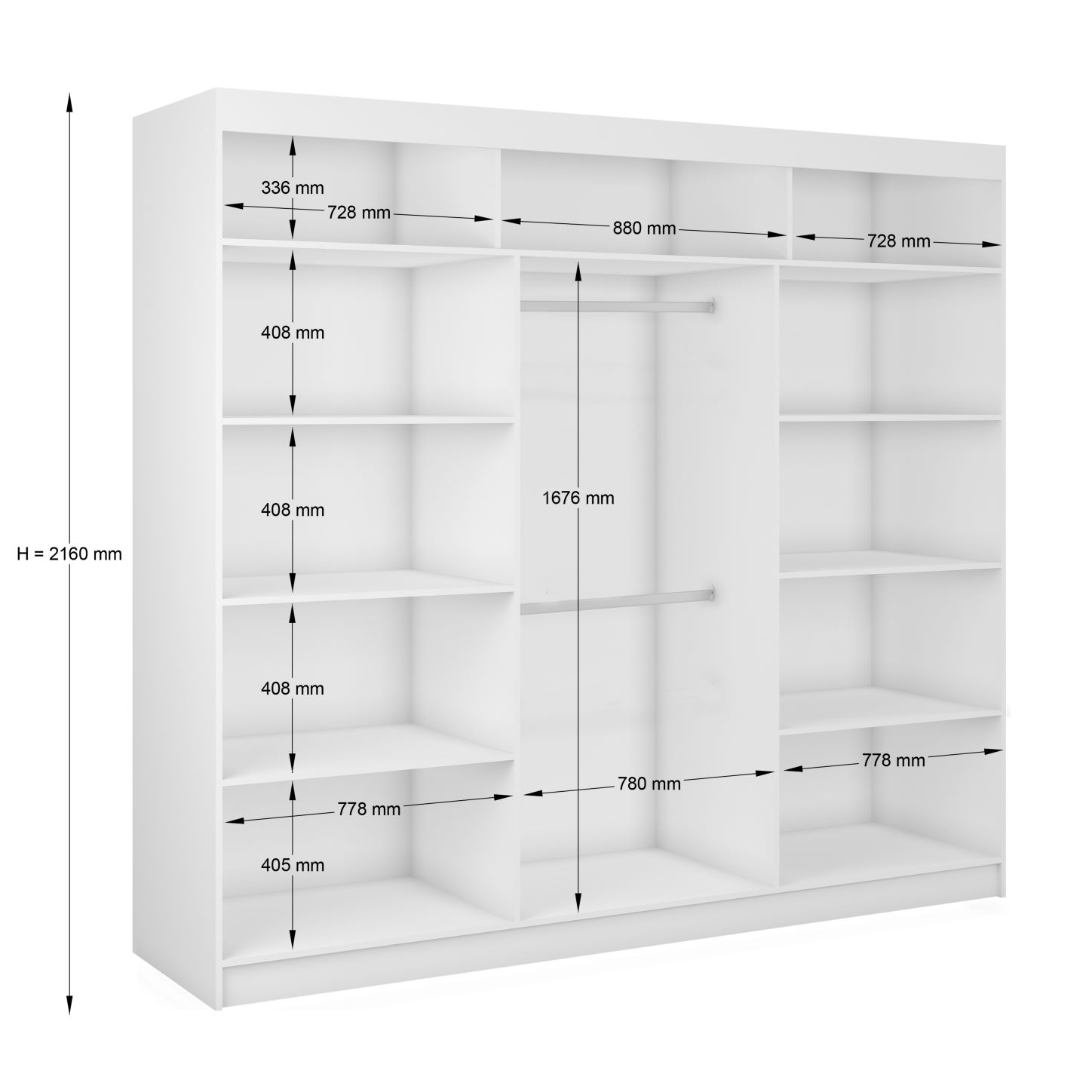 Schrank Gaja 240 weiß matt / graphite Grey mit Spiegel und Lamellen graphite Grey 