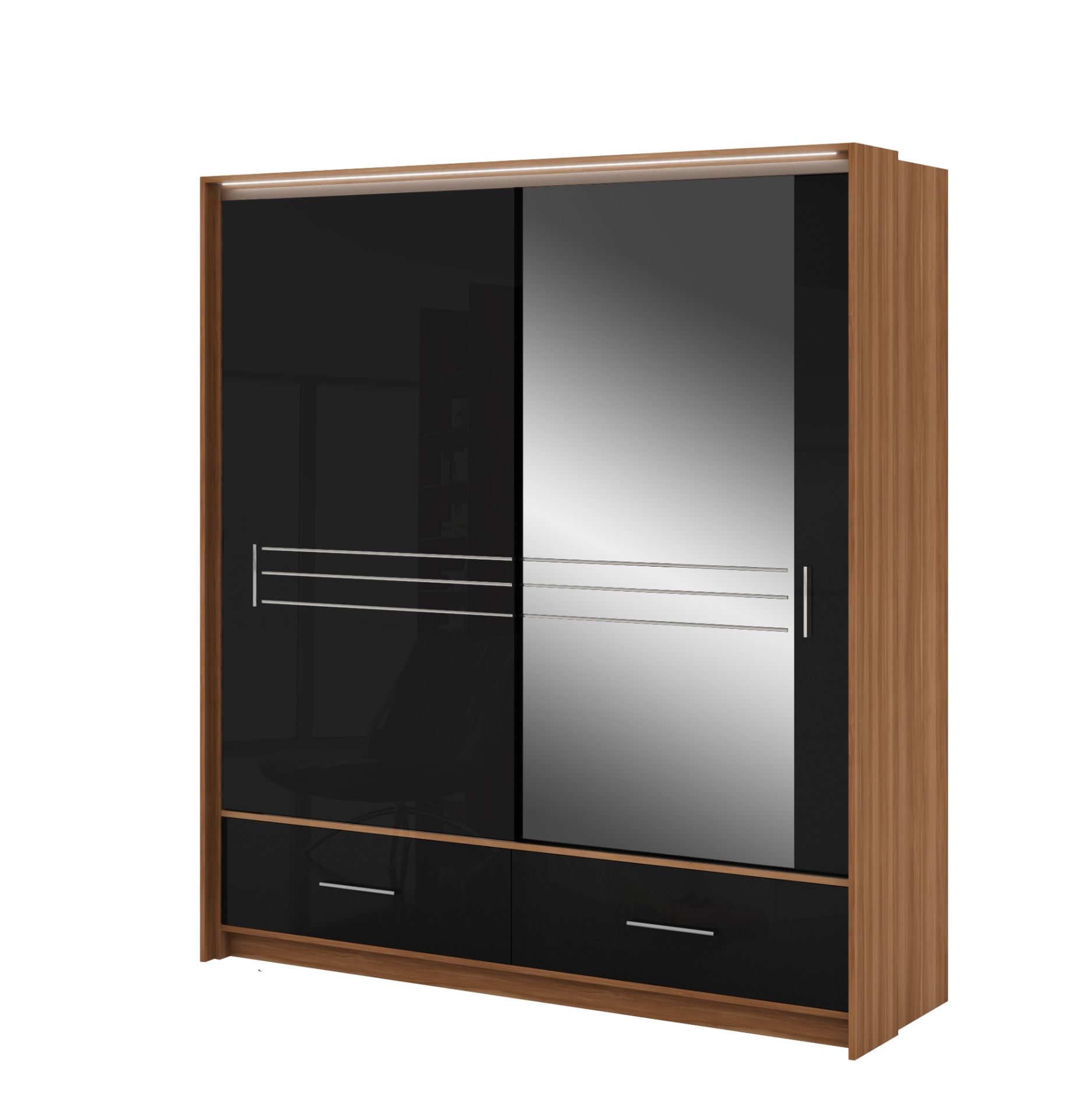 Schwebetürenschrank Amsterdam 203 Schwarz HG