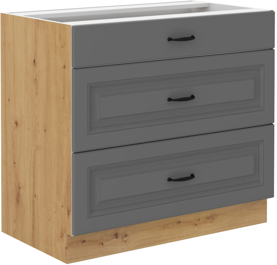Unterschrank 80 cm mit Schubladen STILO DUST Grau / Artisan GR/AR
