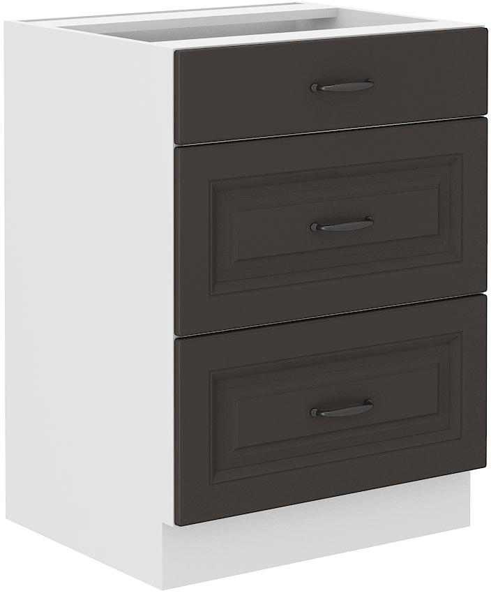 Unterschrank 60 cm mit 3 Schubladen - STILO GR/WH