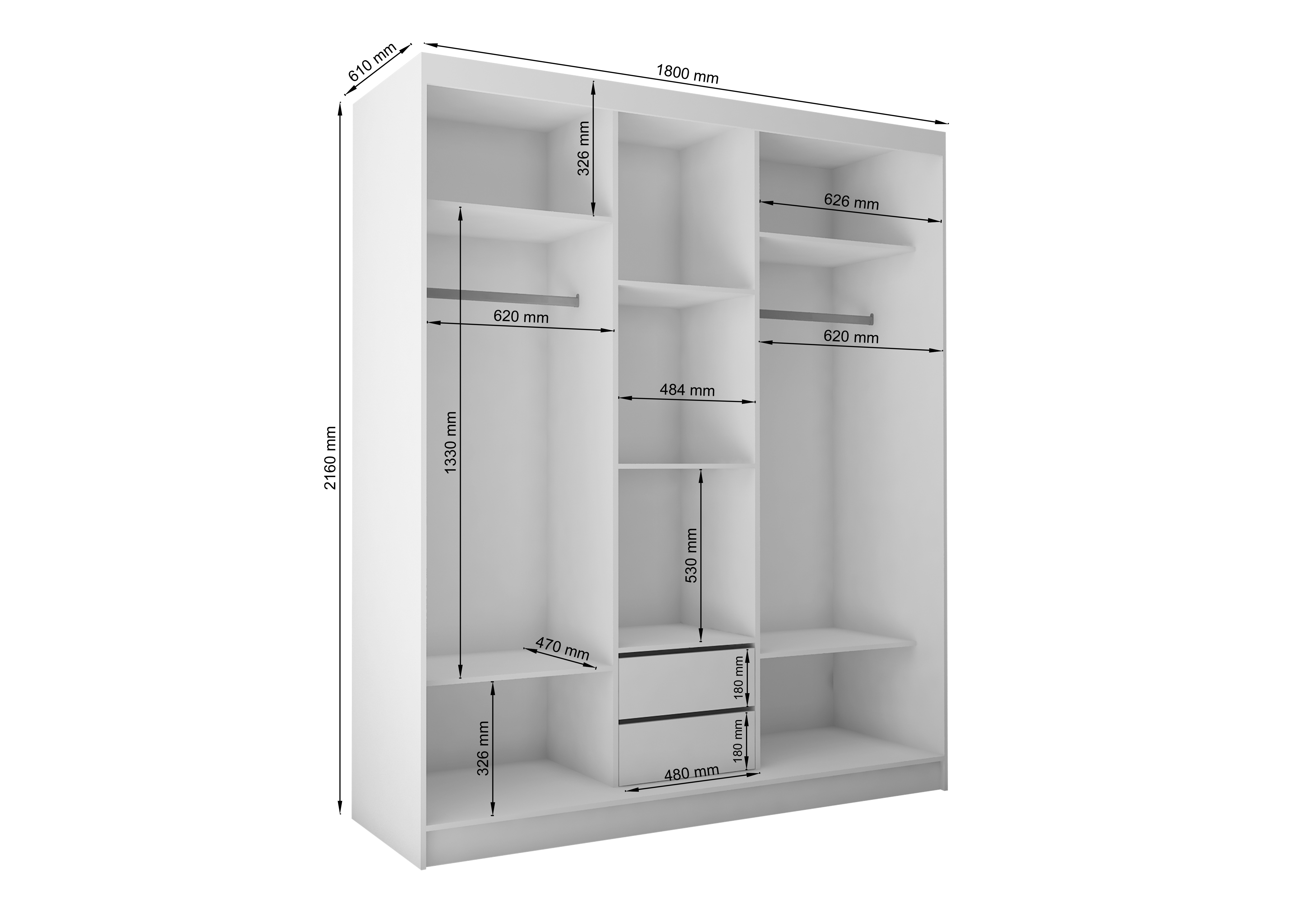 Schrank Debora 180 cm Sonoma mit Spiegel
