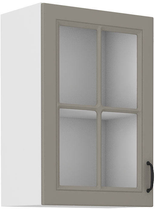 Oberschrank  40 cm / 72 cm mit Glasvitrine STILO CLAY Grau / Weiss GR/WH