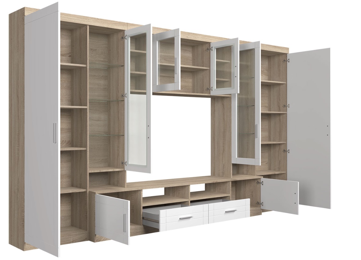 Wohnwand Paris Graphit, Sonoma Eiche