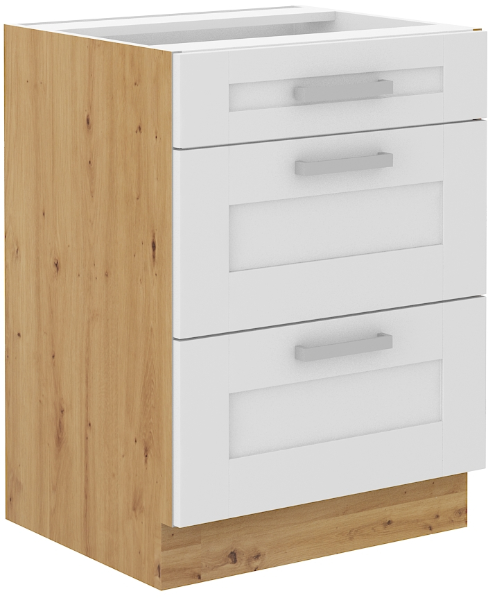 Unterschrank 60 cm mit 3 Schubladen - LUNA WH/AR