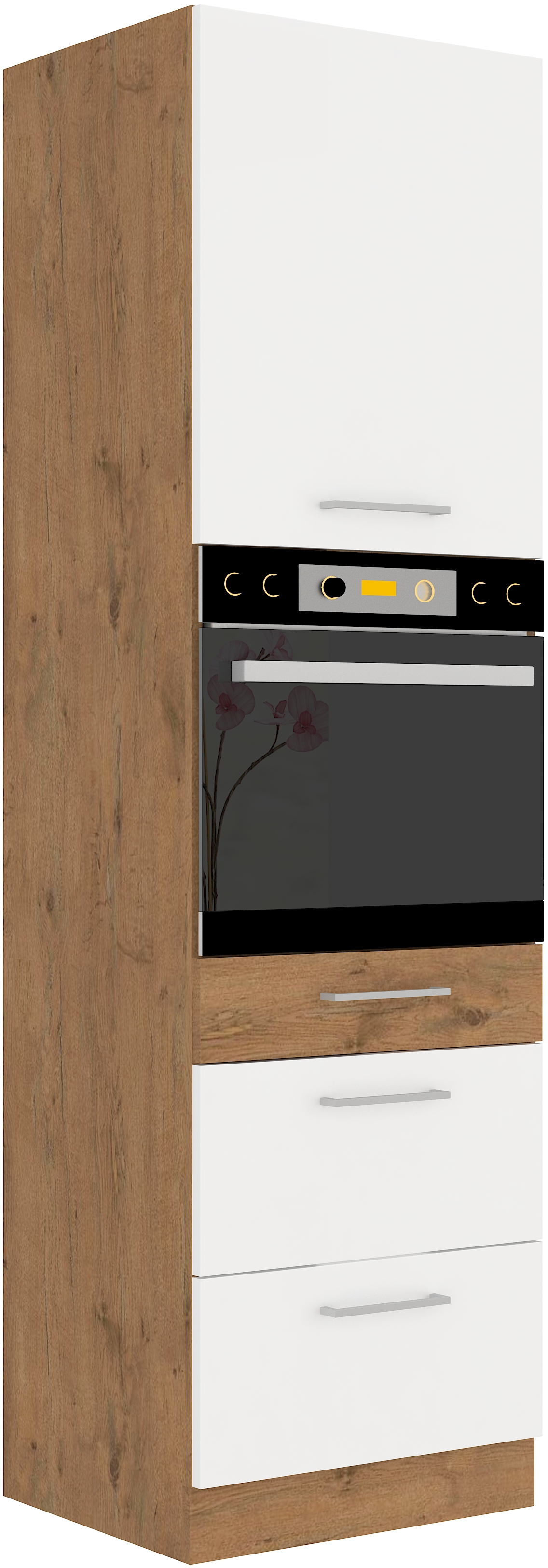 Backofenhochschrank 60 cm / 210 cm mit Schubladen VIGO Weiss HG 