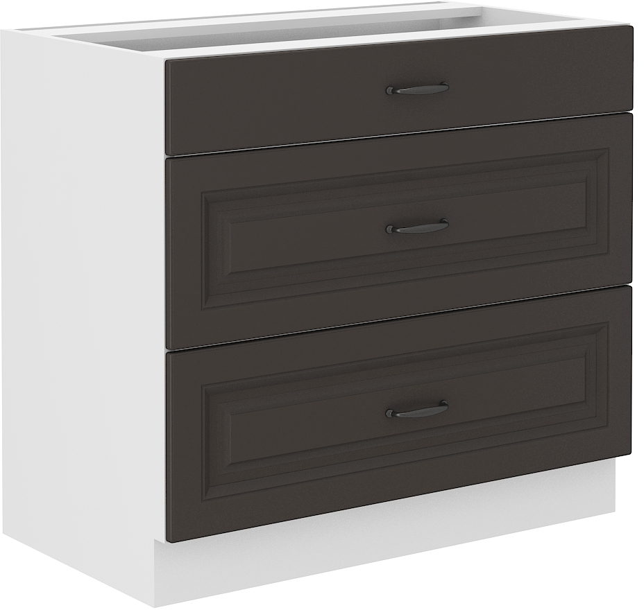Unterschrank 80 cm mit 3 Schubladen - STILO GR/WH