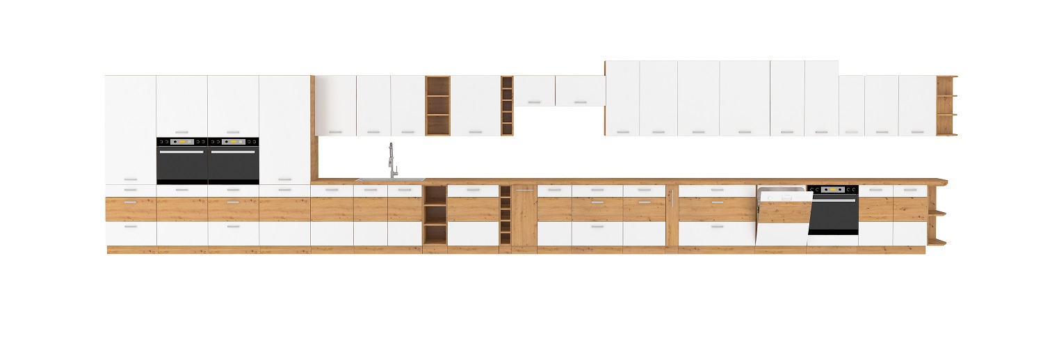 Küche Artisan Weiß Hochglanz 250 cm