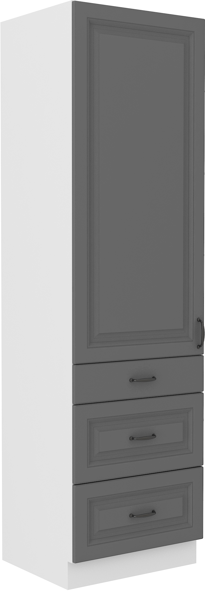 Hochschrank 60 cm / 210cm mit Schubladen STILO DUST Grau / Weiss GR/WH