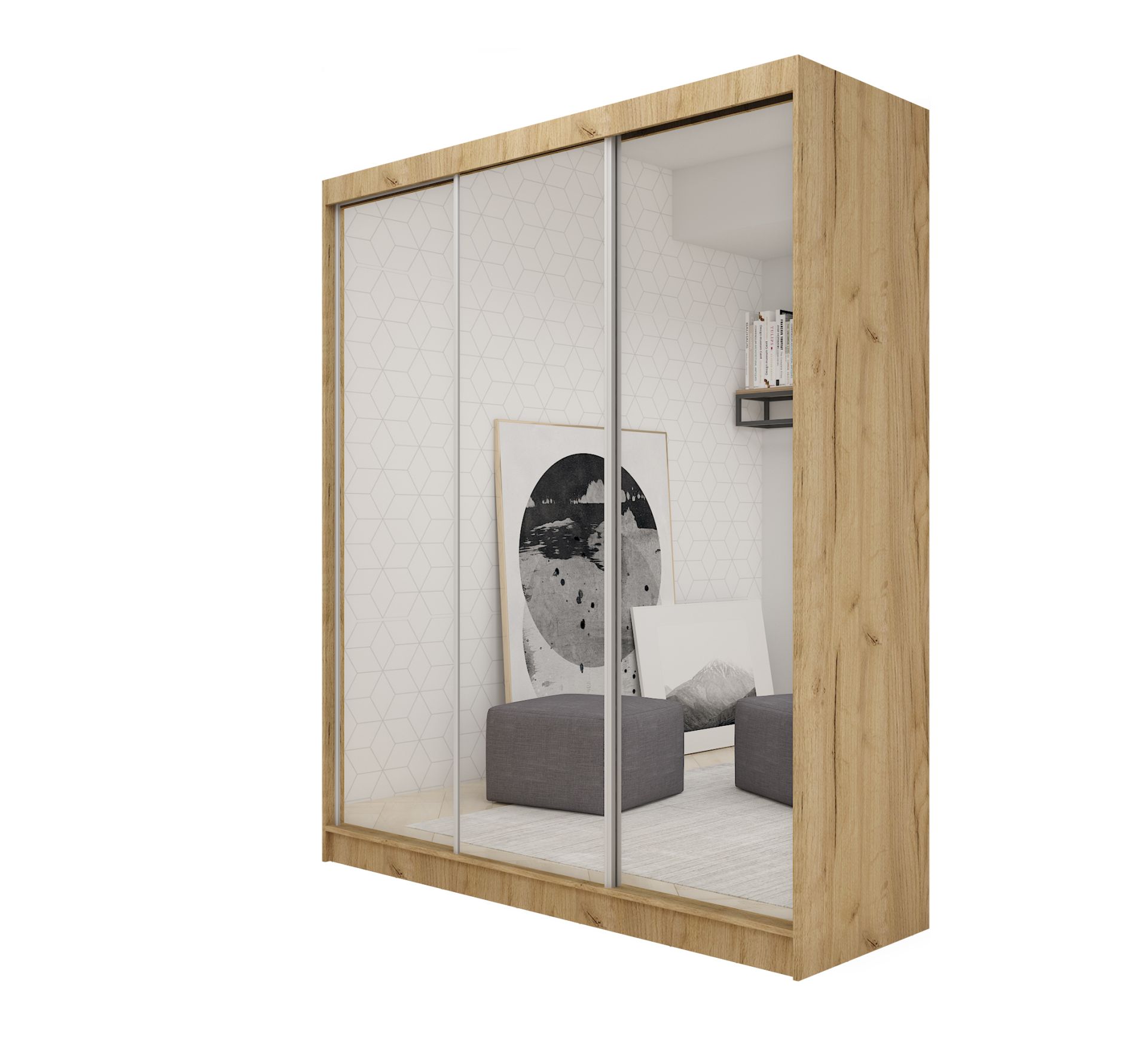 Schrank Debora 180 cm Sonoma mit Spiegel