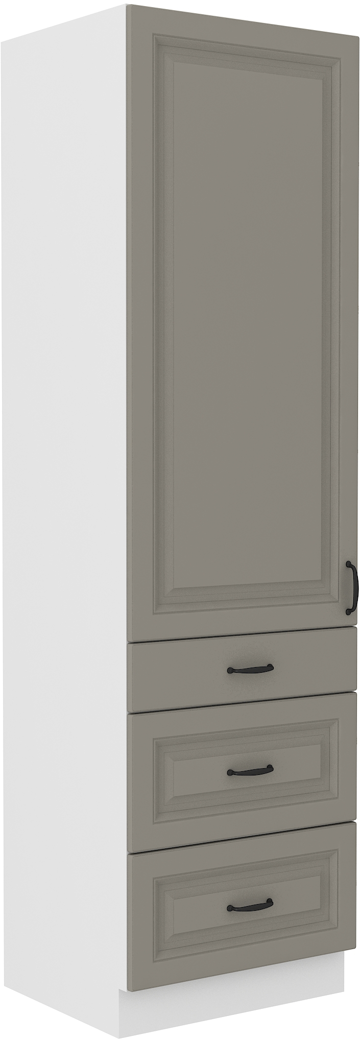 Hochschrank 60 cm / 210cm mit Schubladen STILO CLAY Grau / Weiss GR/WH