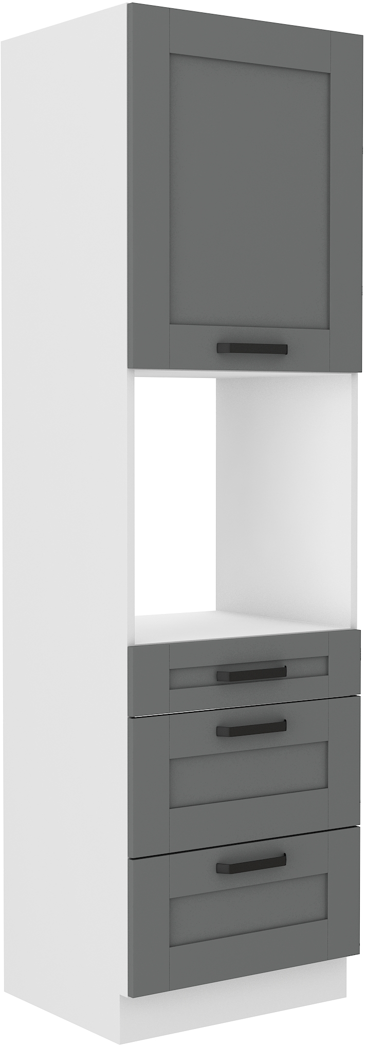 Backofenschrank 60 cm / 210cm mit Schubladen LUNA DUST Grau / Weiss GR/WH
