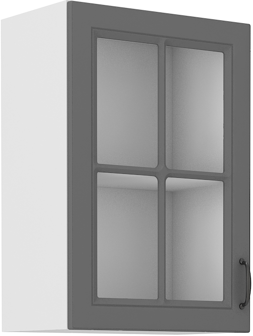 Oberschrank  40 cm / 72 cm mit Glasvitrine STILO DUST Grau / Weiss GR/WH