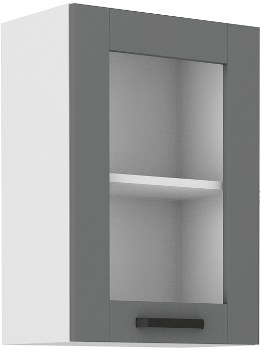 Oberschrank  40 cm / 72 cm mit Glasvitrine LUNA DUST Grau / Weiss GR/WH