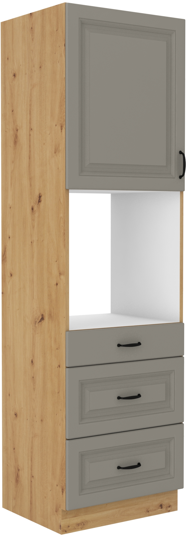 Backofenschrank 60 cm / 210cm mit Schubladen STILO CLAY Grau / Artisan GR/AR