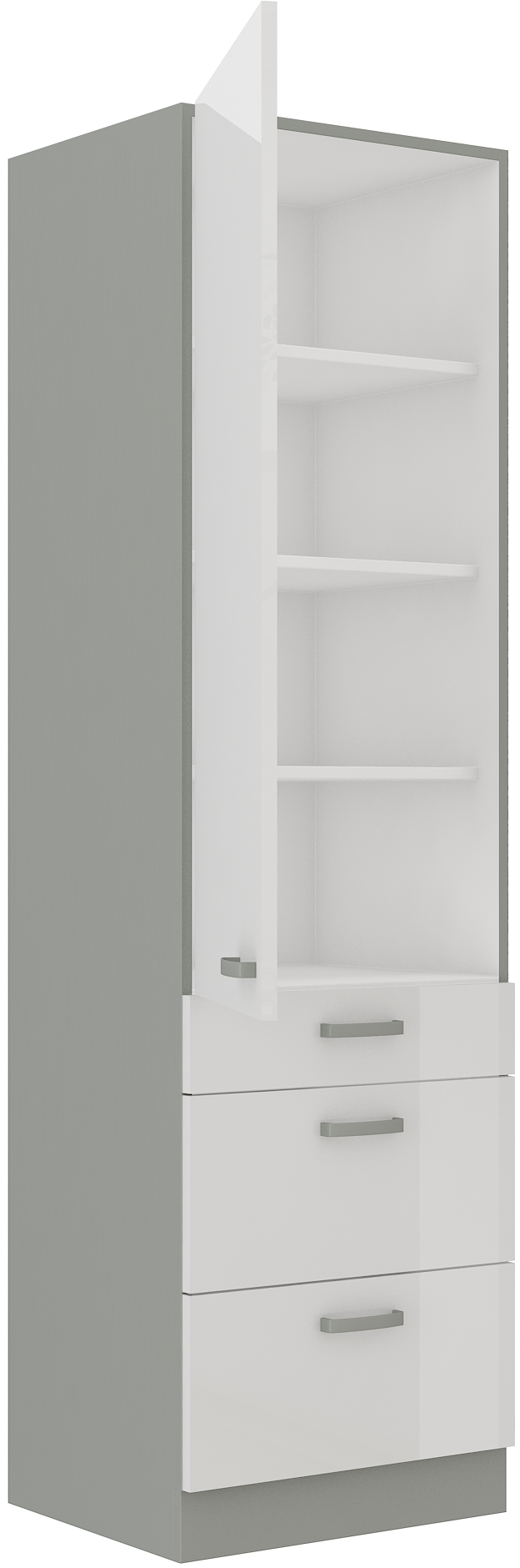Hochschrank 60 cm / 210 cm mit Schubladen Bianca