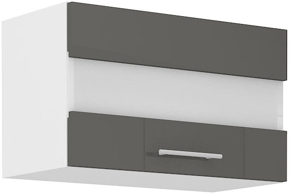 Oberschrank mit Klappvitrine 60 cm / 36 cm mit Klappvitrine LARA Grau HG
