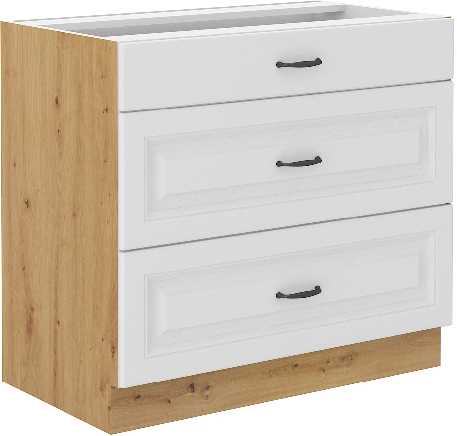Unterschrank 80 cm mit 3 Schubladen - STILO WH/AR