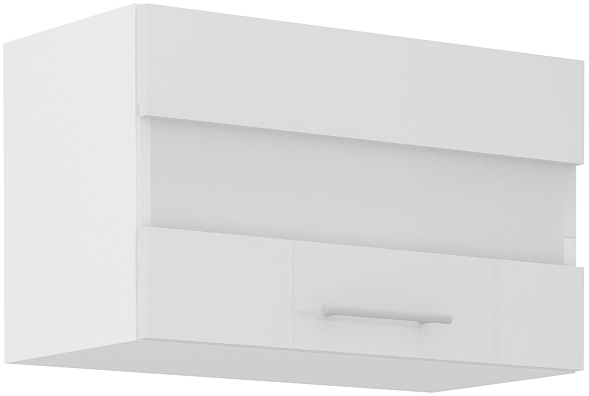 Oberschrank mit Klappvitrine 60 cm / 36 cm LARA Weiss HG