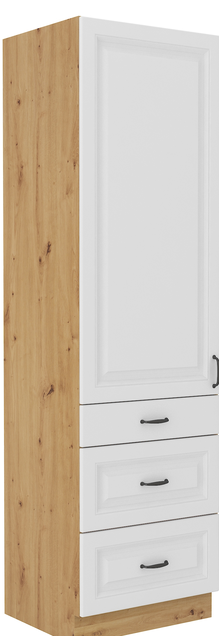Hochschrank 60/210 cm mit 3 Schubladen - STILO WH/AR