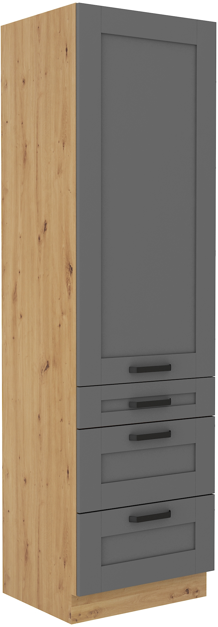 Hochschrank 60 cm / 210cm mit Schubladen LUNA DUST Grau / Artisan GR/AR