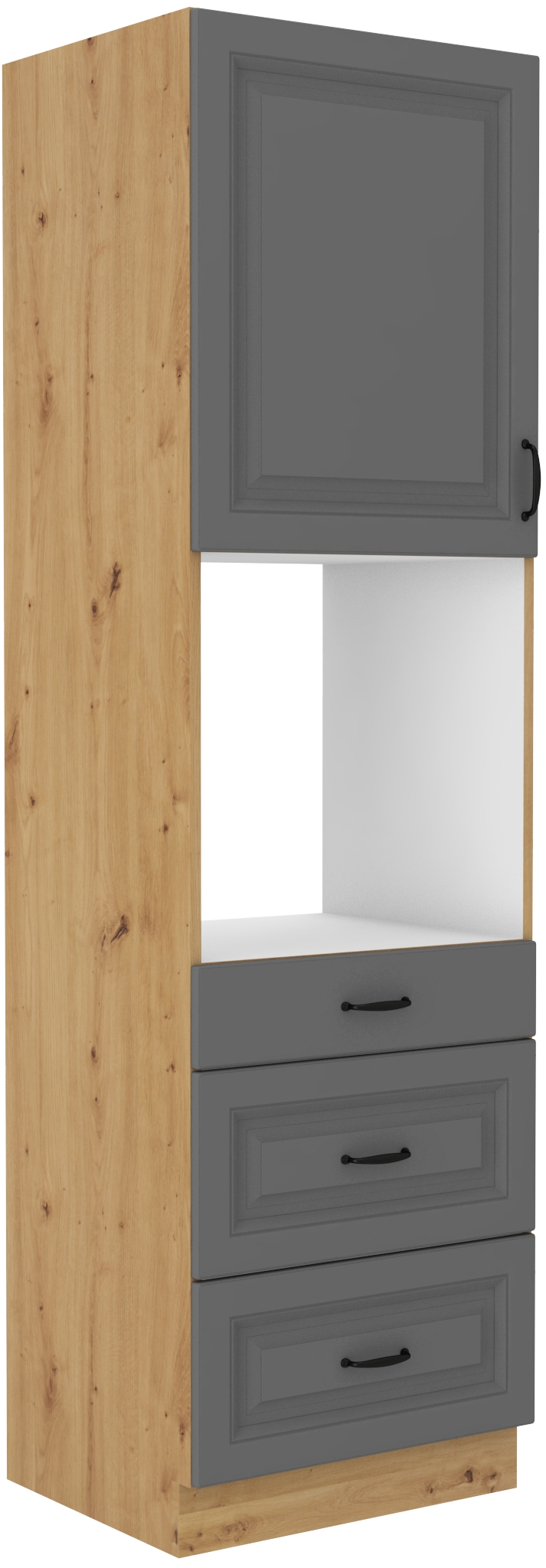 Backofenschrank 60 cm / 210cm mit Schubladen STILO DUST Grau / Artisan GR/AR