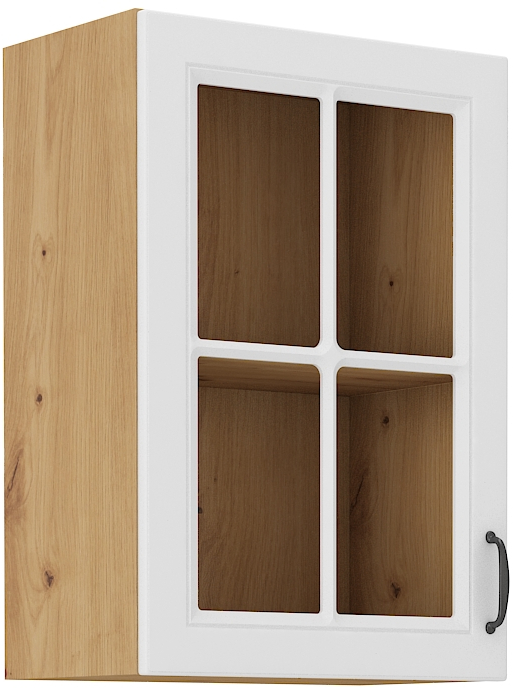 Oberschrank 40/72 cm Glasvitrine STILO WH/AR