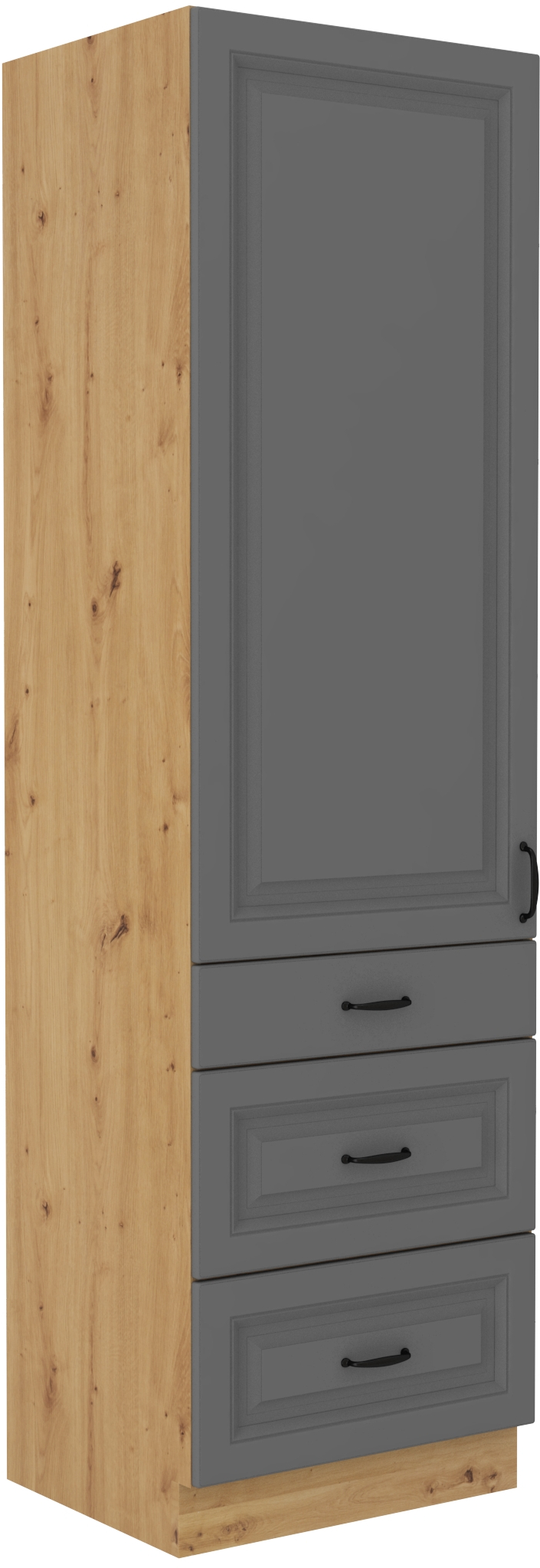 Hochschrank 60 cm / 210cm mit Schubladen STILO DUST Grau / Artisan GR/AR