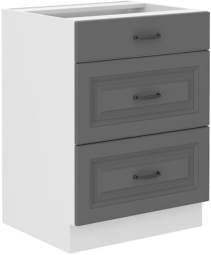 Unterschrank 60 cm mit Schubladen STILO DUST Grau / Weiss GR/WH