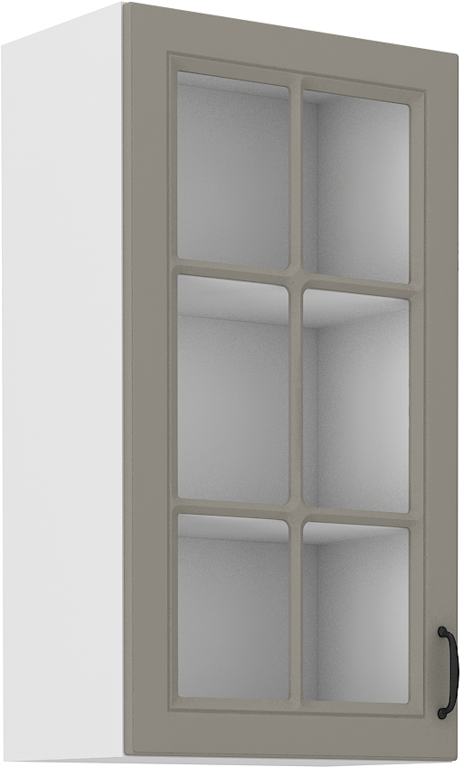 Oberschrank  40 cm / 90 cm mit Glasvitrine STILO CLAY Grau / Weiss GR/WH