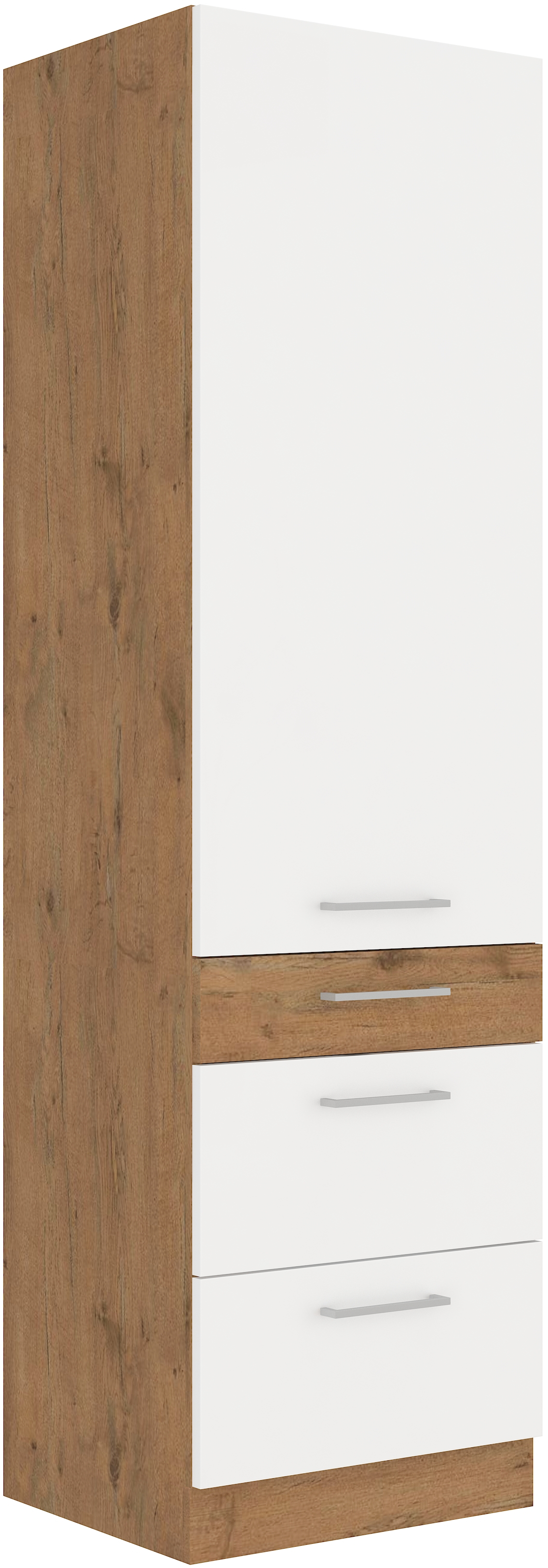 Hochschrank 60 cm / 210 cm mit Schubladen VIGO Weiss HG 