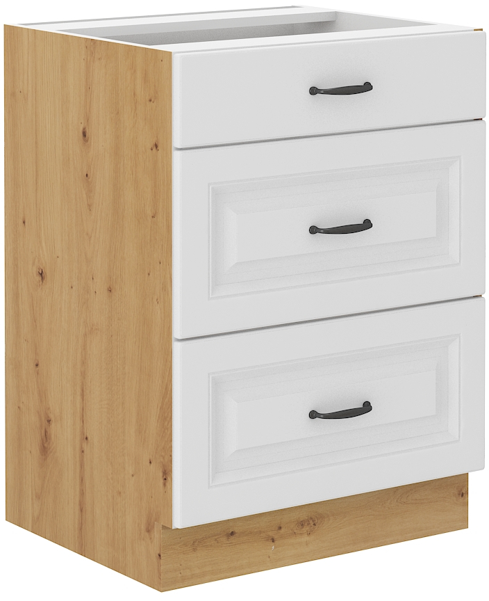 Unterschrank 60 cm mit 3 Schubladen - STILO WH/AR