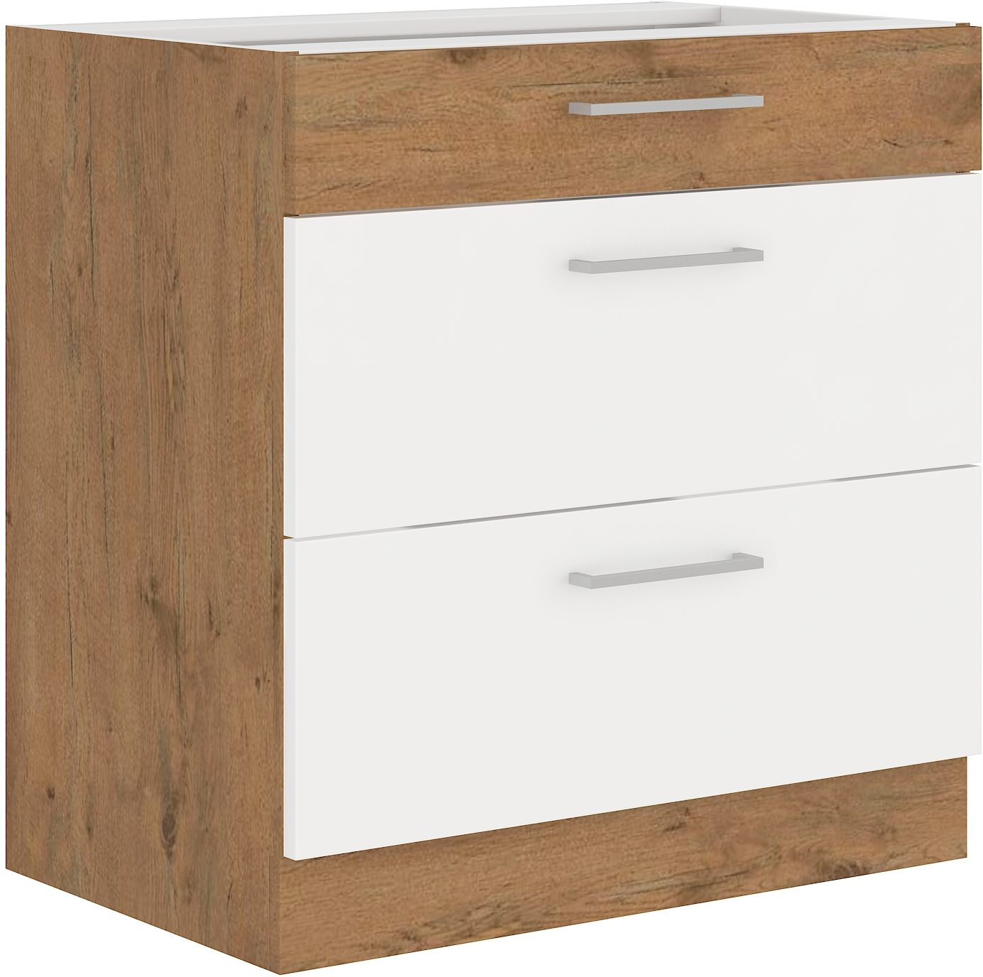 Unterschrank 80 cm mit Schubladen VIGO Weiss HG 
