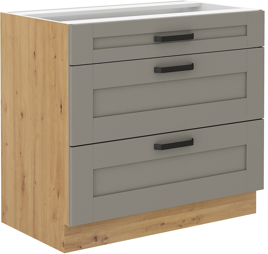 Unterschrank 80 cm mit Schubladen LUNA CLAY Grau / Artisan GR/AR