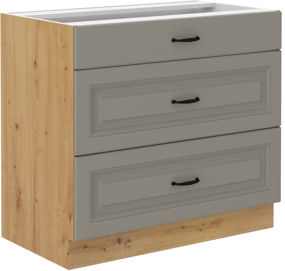 Unterschrank 80 cm mit Schubladen STILO CLAY Grau / Artisan GR/AR