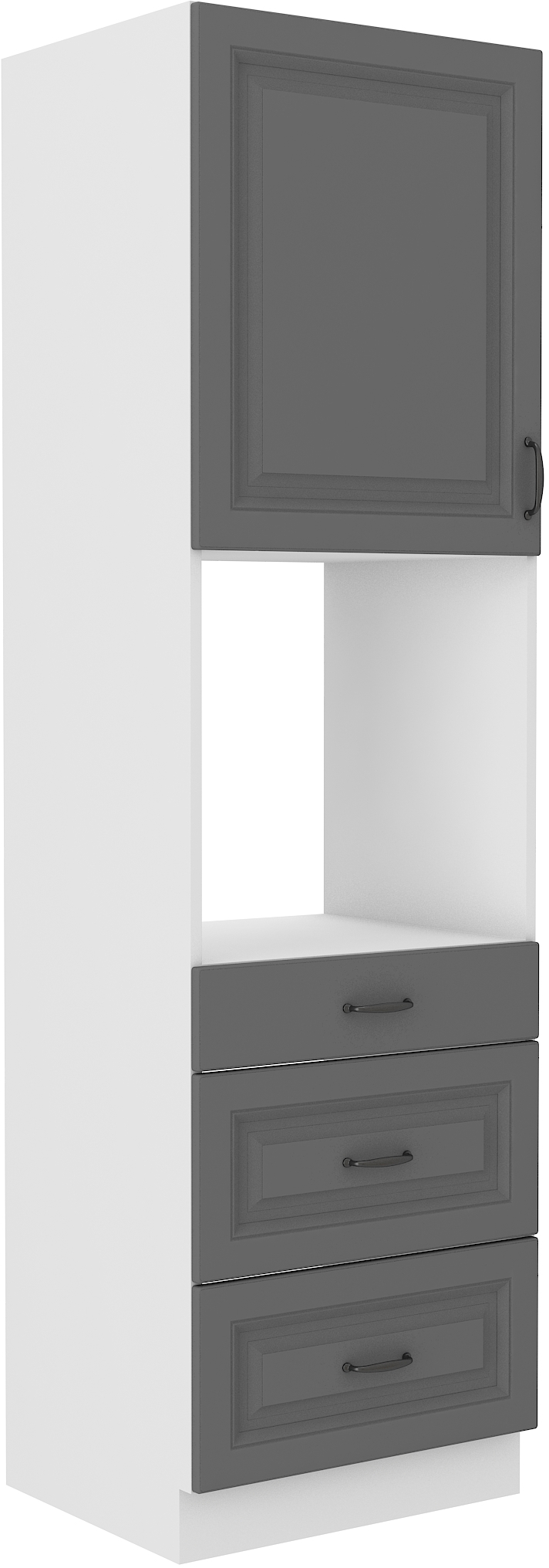 Backofenschrank 60 cm / 210cm mit Schubladen STILO DUST Grau / Weiss GR/WH