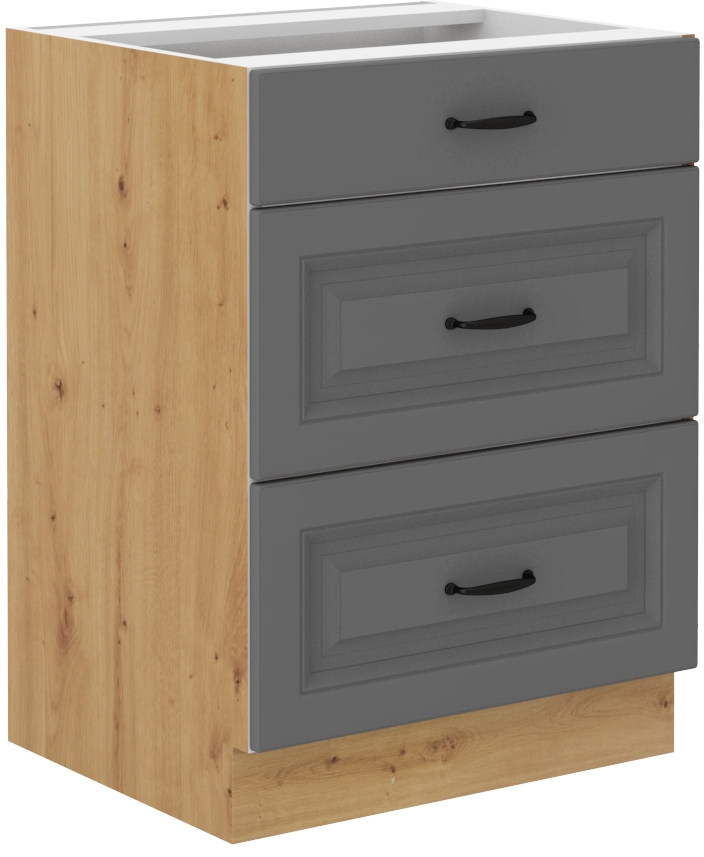 Unterschrank 60 cm mit Schubladen STILO DUST Grau / Artisan GR/AR