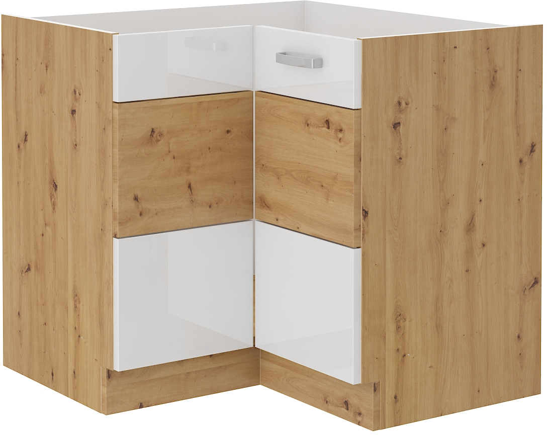 Eckunterschrank 90 x 90 cm Artisan weiß HG
