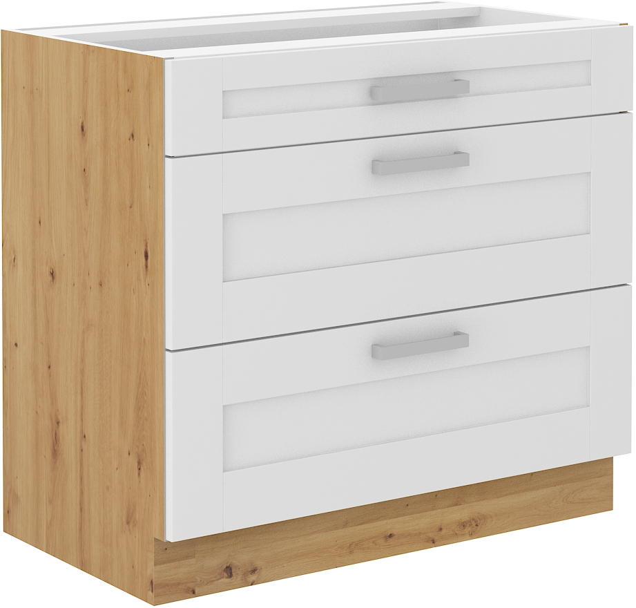 Unterschrank 80 cm mit 3 Schubladen - LUNA WH/AR