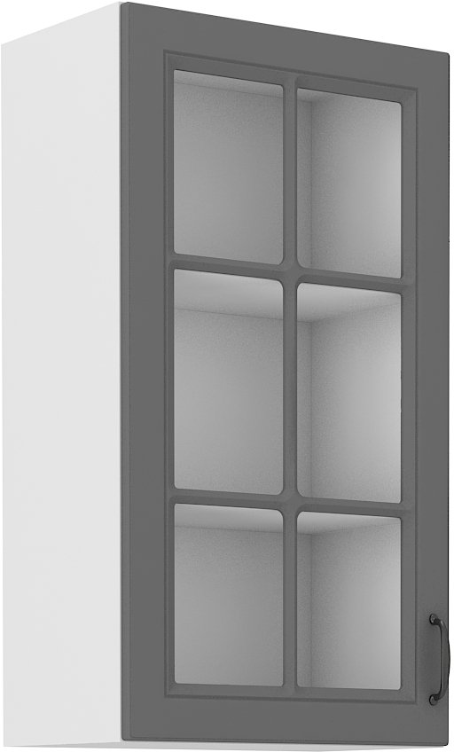 Oberschrank  40 cm / 90 cm mit Glasvitrine STILO DUST Grau / Weiss GR/WH