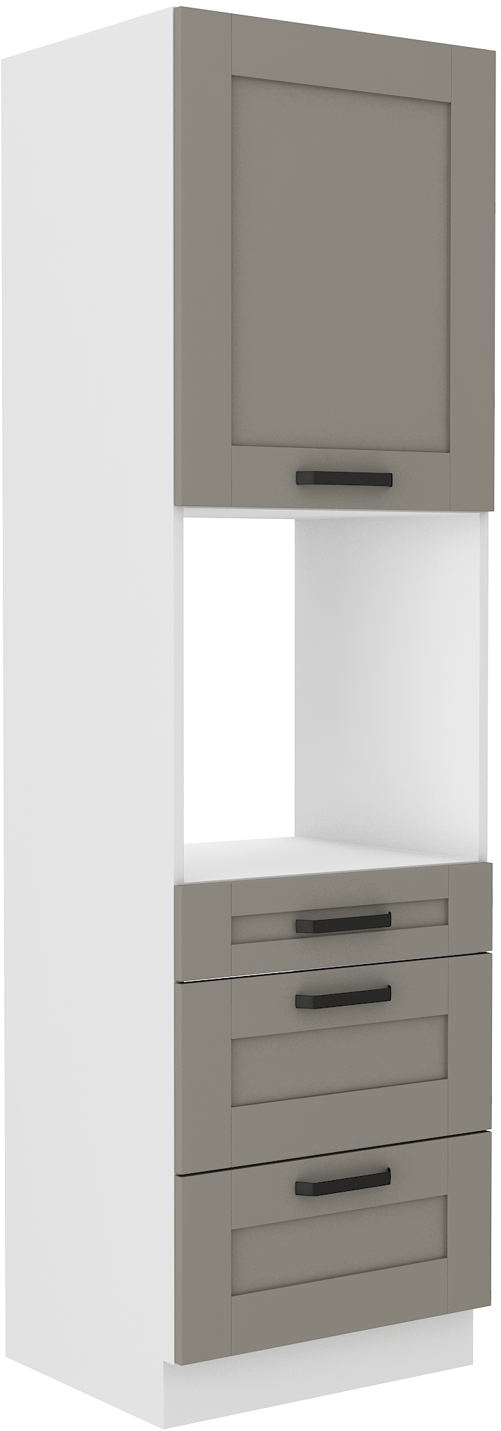 Backofenschrank 60 cm / 210cm mit Schubladen LUNA CLAY Grau / Weiss GR/WH