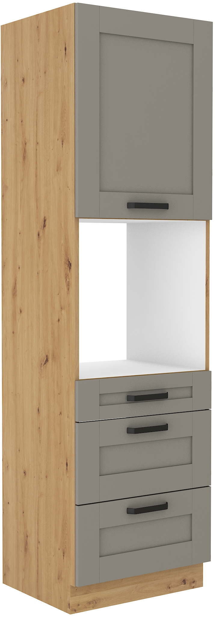Backofenschrank 60 cm / 210cm mit Schubladen LUNA CLAY Grau / Artisan GR/AR