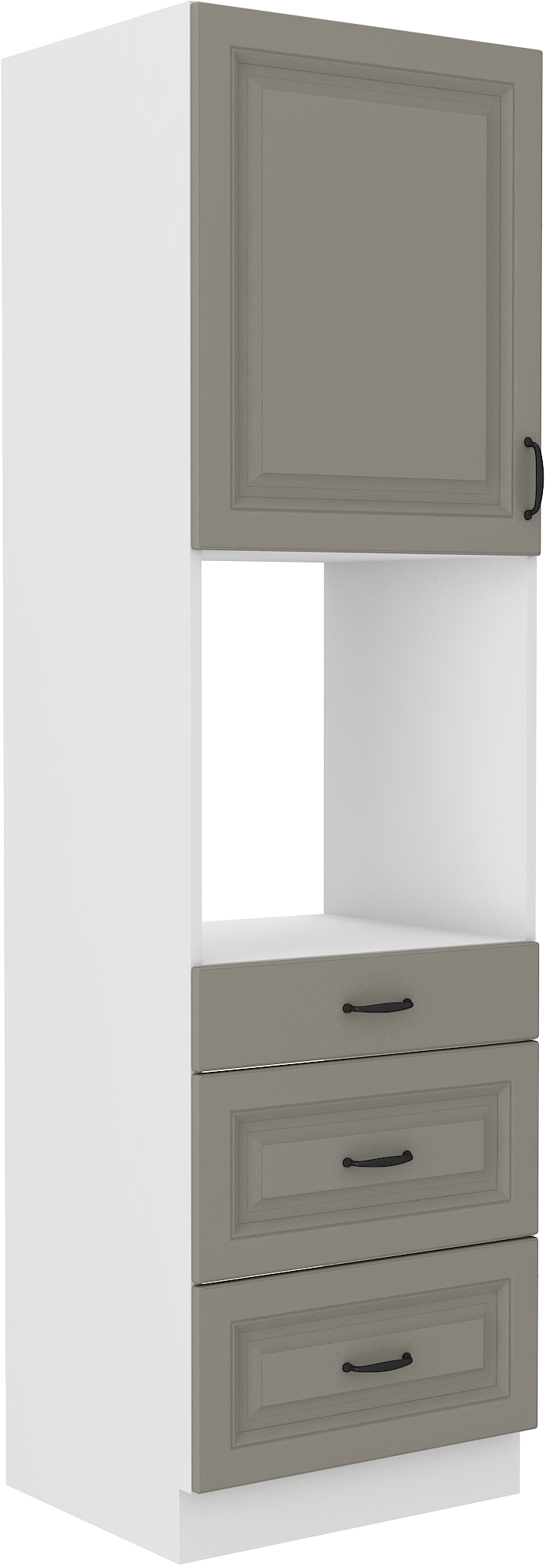 Backofenschrank 60 cm / 210cm mit Schubladen STILO CLAY Grau / Weiss GR/WH