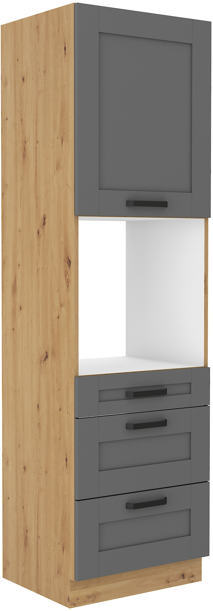 Backofenschrank 60 cm / 210cm mit Schubladen LUNA DUST Grau / Artisan GR/AR