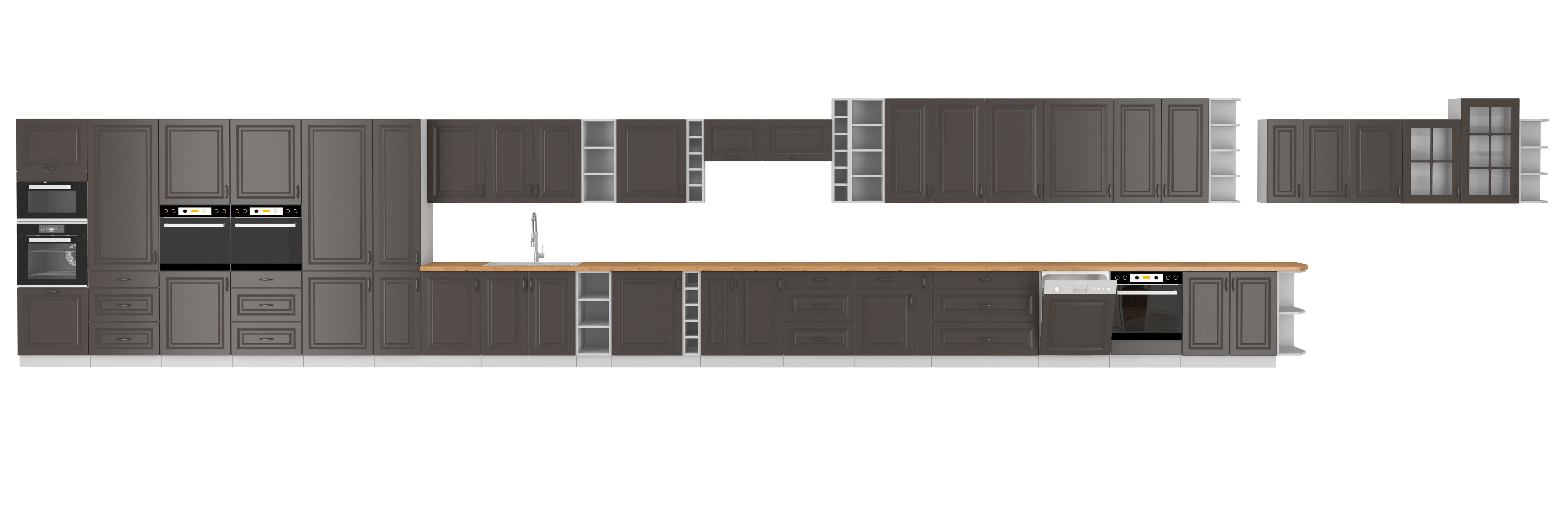 Landhausküche Stilo Graphit 310 cm - weiß matt 